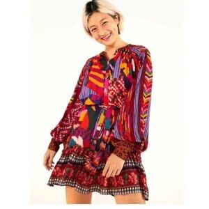 Mixed Abstract Patches Mini Dress